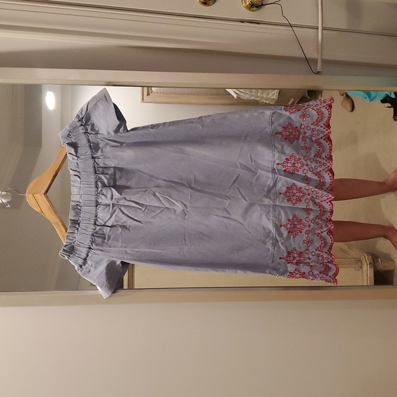 Vineyard Vines Off The Shoulder Embroidered Oxford Dress Size XS - Picture 1 of 3